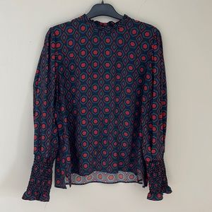 Zara Woman puff & ruched long sleeve top size M